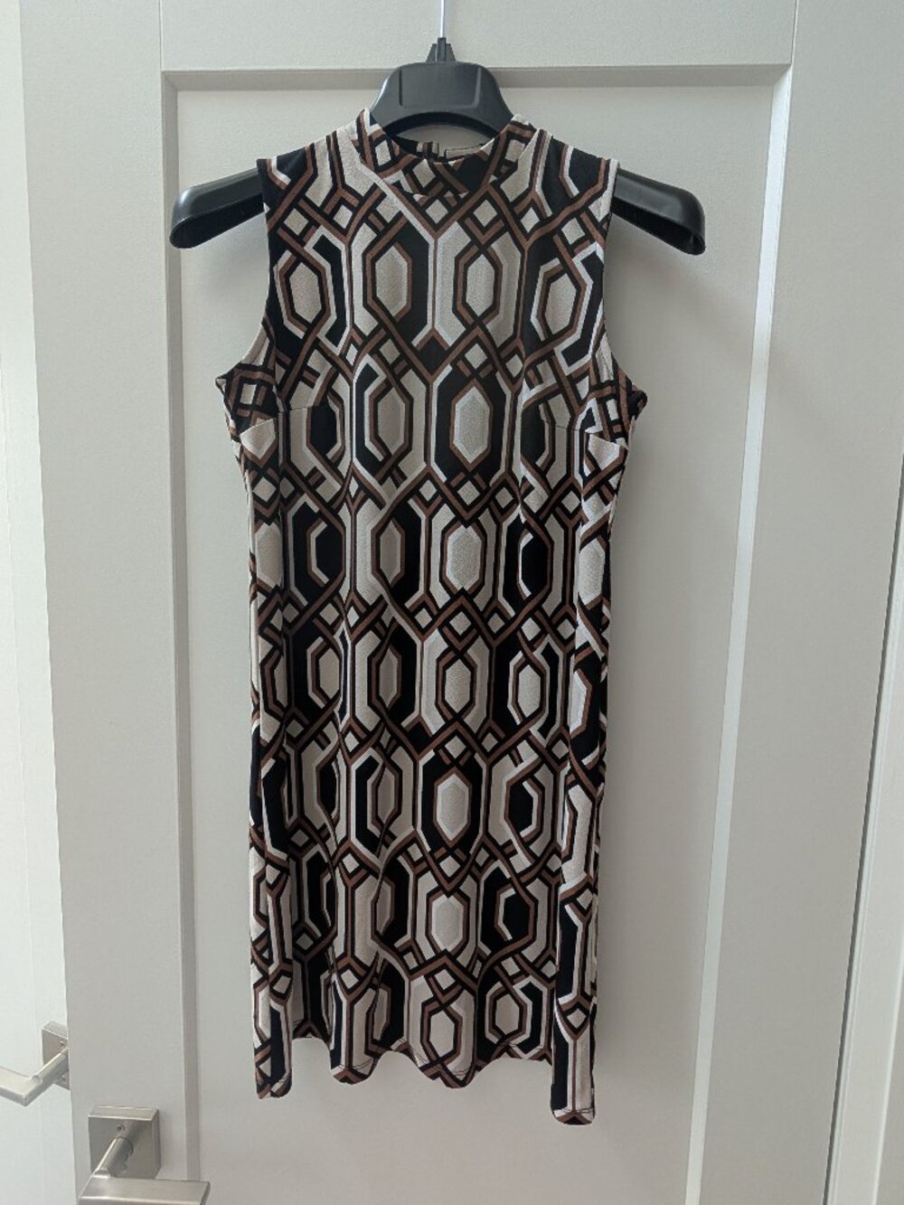 INC International Concepts Petite Small Mock Neck Geometric Dress Retro Shift